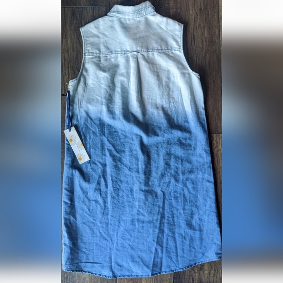Given Kale Women's Blue Faded Collared Dress/Tunic Sleeveless Button Size Small. - Picture 9 of 12